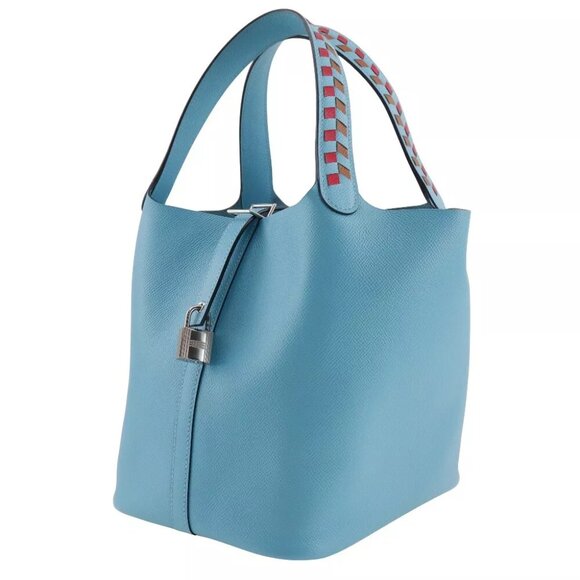 HERMES Picotin LockMM Handbag Tresage light blue Epsom Women - Picture 7 of 9